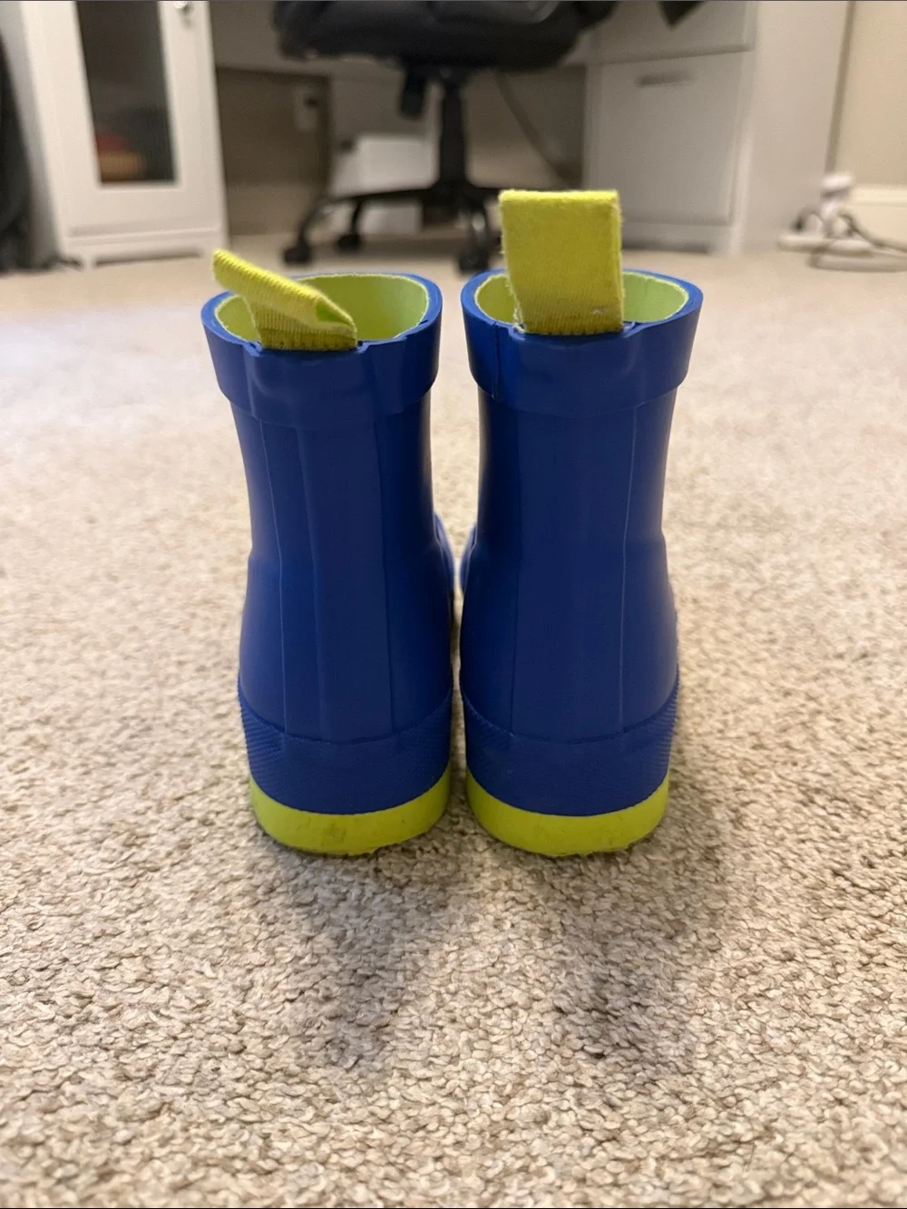 Hunter Kids Royal Blue Rain Boots with Neon Yellow Accents